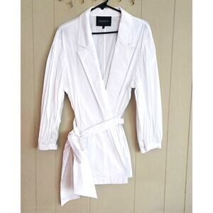 Lafayette 148 New York White Wrap Tie Blouse Ladies XL Oversized